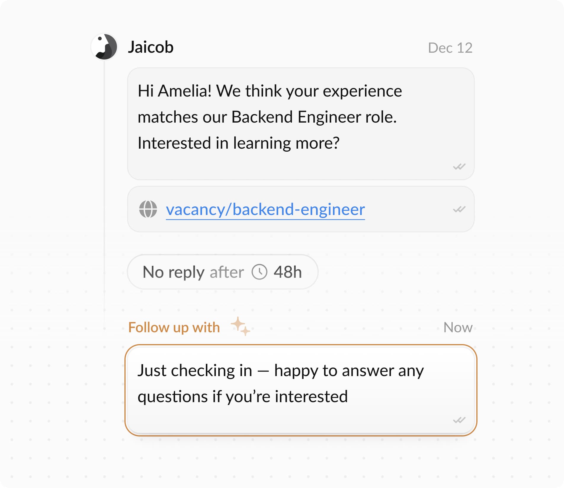 Follow-up Agent showing message detection and automated replies