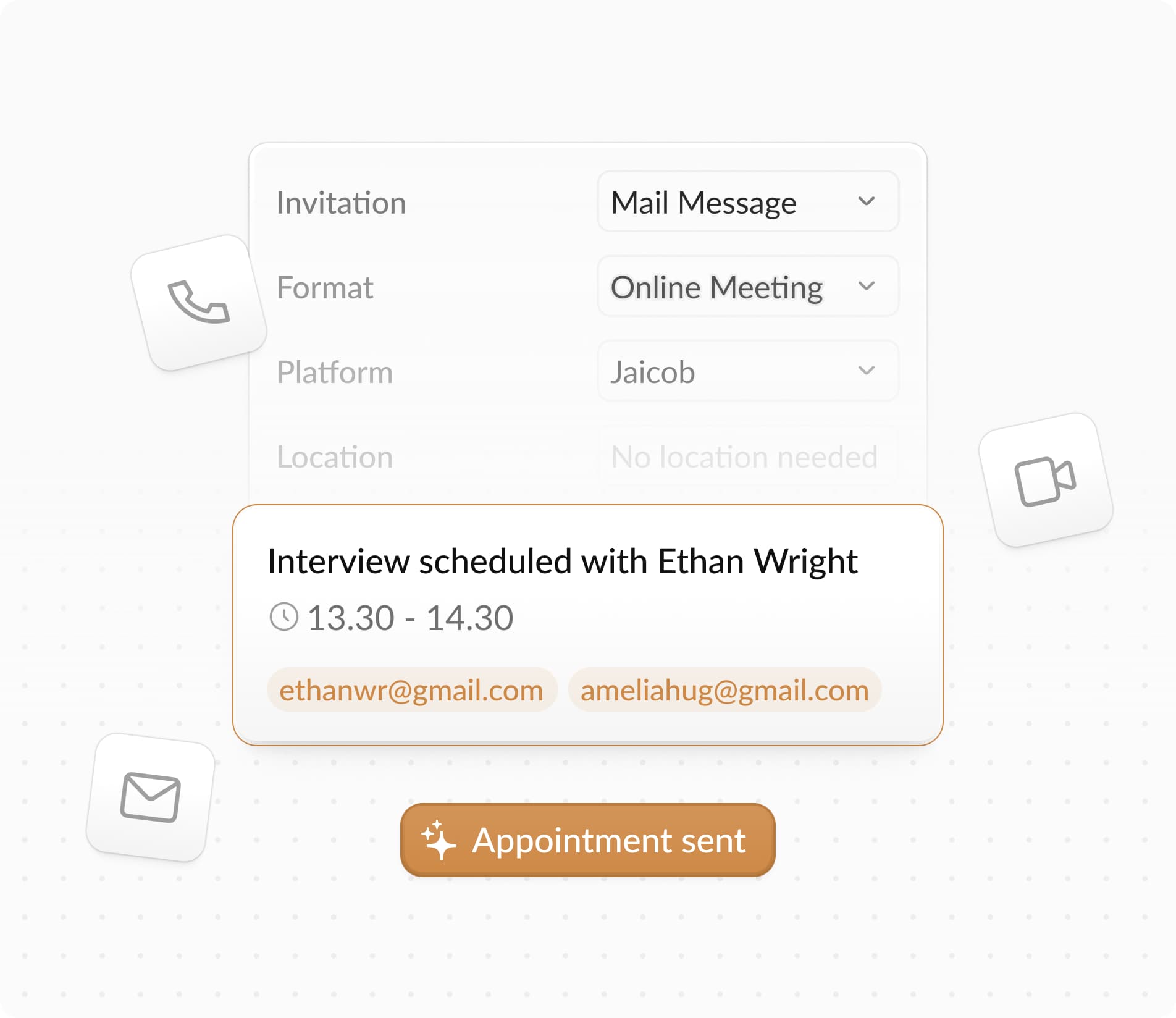 Interview Agent showing appointment scheduling interface